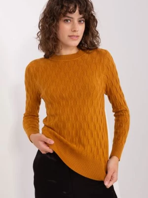 Musztardowy dzianinowy sweter klasyczny
