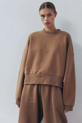 MUUV. bluza bawełniana damska kolor brązowy gładka