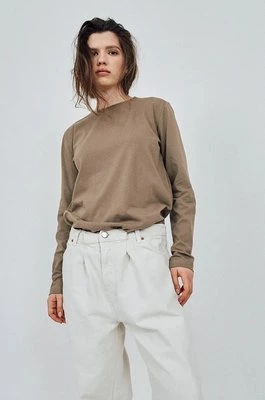 MUUV. longsleeve bawełniany BASIC kolor beżowy