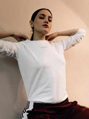 MUUV. longsleeve NEVER FOR MONEY ALWAYS FOR LOVE damski kolor biały
