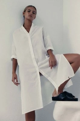 MUUV. sukienka bawełniana BEACH SHIRT kolor biały midi oversize