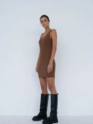 Muuv. Muuv sukienka bodycon z wiskozą CIEO brązowy
