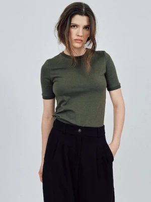 MUUV. t-shirt bawełniany damskie kolor zielony