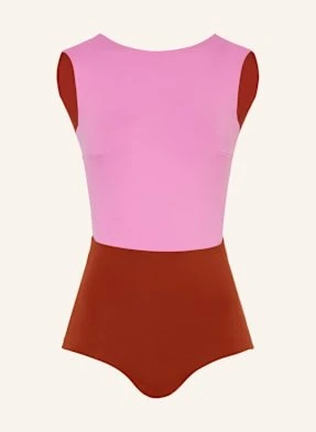 Mymarini Strój Kąpielowy Z Dekoltem High Neck Outfit Onepiece, Model Dwustronny Z Ochroną Uv 50+ pink
