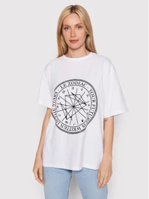 NA-KD T-Shirt Zodiac 1100-005618-0001-003 Biały Relaxed Fit