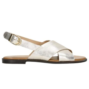 Złote skórzane sandały damskie 76071-58 Wojas