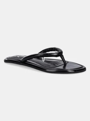 Naked Wolfe japonki skórzane Grenada damskie kolor czarny na płaskim obcasie Grenada Black Leather
