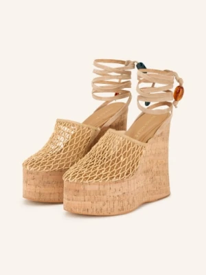 Naked Wolfe Klapki Na Platformie Z Ozdobnymi Koralikami beige