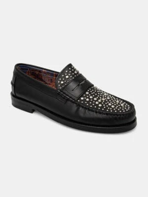 Naked Wolfe mokasyny skórzane Riviera męskie kolor czarny Riviera Black Studs