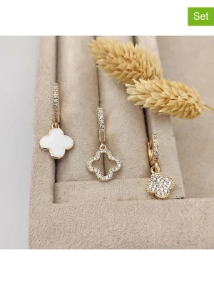 Nakkash Pozłacane kolczyki-kreole (3 szt.) z cyrkoniami i masą perłową rozmiar: onesize