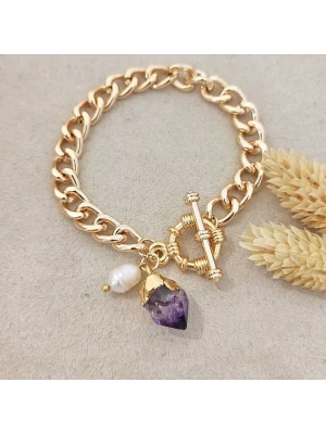 Nakkash Pozłacana bransoletka z ametystem rozmiar: onesize