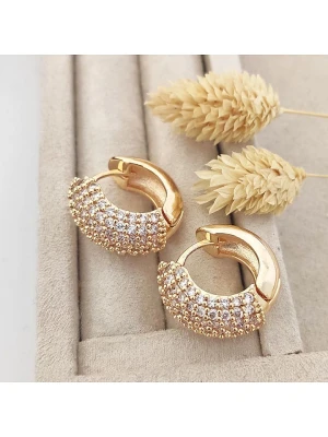 Nakkash Pozłacane kolczyki-kreole z cyrkoniami rozmiar: onesize