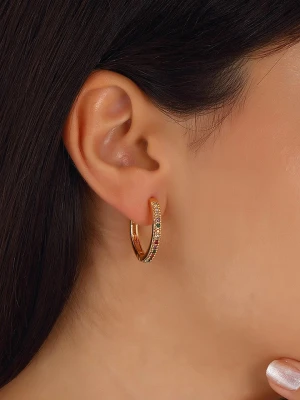 Nakkash Pozłacane kolczyki-kreole z cyrkoniami rozmiar: onesize