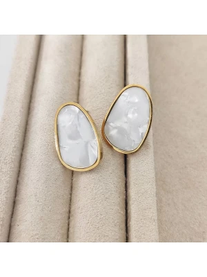 Nakkash Pozłacane kolczyki-wkrętki z masą perłową rozmiar: onesize