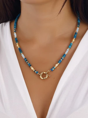 Nakkash Pozłacany naszyjnik z turkusem i elementem ozdobnym - 42 cm rozmiar: onesize