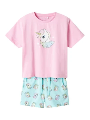 NAME IT Komplet t-shirt i spodenki Zosanna 13239682 Błękitny Regular Fit