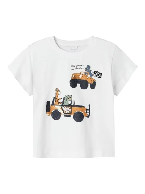 name it Koszulka "Huggi" w kolorze białym ze wzorem rozmiar: 122/128