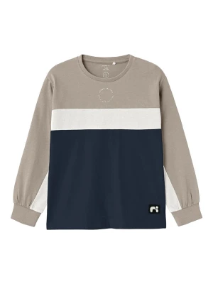 name it Koszulka "Pofinte" w kolorze szaro-granatowo-kremowym rozmiar: 158/164