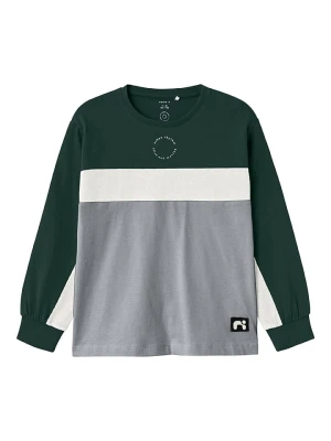 name it Koszulka "Pofinte" w kolorze zielono-szaro-białym rozmiar: 158/164