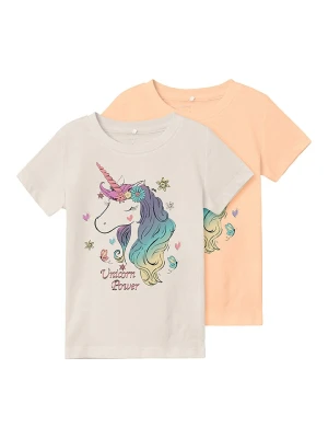 name it Koszulki (2 szt.) w kolorze beżowym i pomarańczowym rozmiar: 98