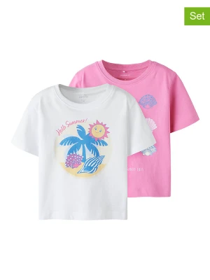 name it Koszulki (2 szt.) w kolorze jasnoróżowym i białym rozmiar: 116