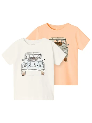 name it Koszulki (2 szt.) w kolorze pomarańczowo-białym rozmiar: 92