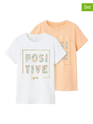 name it Koszulki (2 szt.) w kolorze pomarańczowym i białym rozmiar: 116