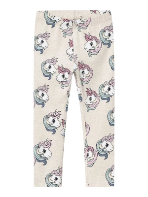 name it Legginsy "Simone" w kolorze beżowym ze wzorem rozmiar: 98