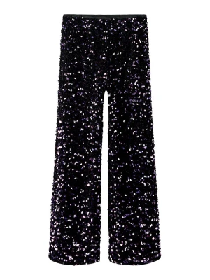 name it Spodnie "Prunica" w kolorze czarno-fioletowym rozmiar: 140