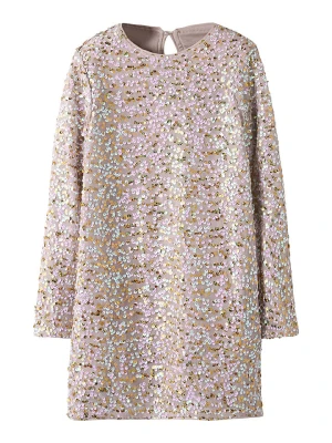 name it Sukienka "Prullas" w kolorze beżowo-złoto-jasnoróżowym rozmiar: 164