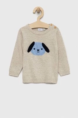 Name it sweter bawełniany niemowlęcy kolor beżowy lekki