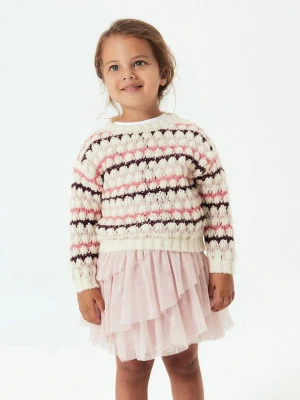 name it Sweter "Lene" w kolorze kremowo-różowo-fioletowym rozmiar: 98