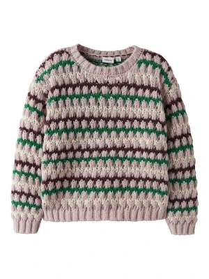 name it Sweter "Lene" w kolorze szaro-zielono-fioletowym rozmiar: 98