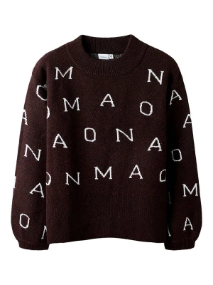 name it Sweter "Pneif" w kolorze brązowo-białym rozmiar: 122/128