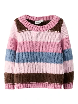 name it Sweter "Poronja" w kolorze szaroróżowo-brązowo-błękitnym rozmiar: 98
