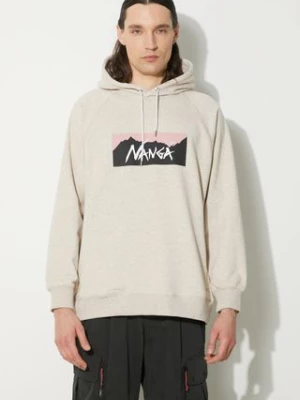 Nanga bluza Eco Hybrid Box Logo Sweat Hoodie męska kolor beżowy z kapturem z nadrukiem NW2311.1F202