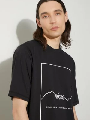 Nanga t-shirt Dry Mix Frame Logo Tee męski kolor czarny z nadrukiem NW2221.1G503