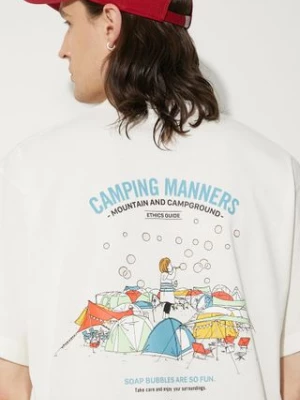 Nanga t-shirt Eco Hybrid Camping Manners Soap Bubbles Tee męski kolor biały z nadrukiem NW2411.1G801.A