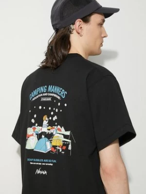 Nanga t-shirt Eco Hybrid Camping Manners Soap Bubbles Tee męski kolor czarny z nadrukiem NW2411.1G801.A