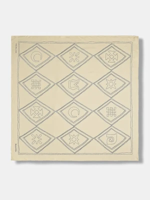 Nanushka chusta jedwabna kolor beżowy wzorzysta NU25PFSC00505