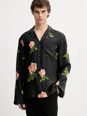 Nanushka koszula jedwabna NM25PFTP01499 męska kolor czarny relaxed JAMAR