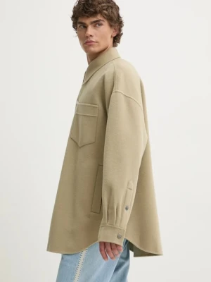 Nanushka kurtka wełniana MARTIN kolor beżowy przejściowa oversize NM24PFJK00962