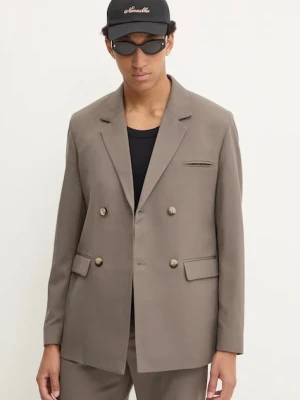 Nanushka marynarka wełniana RENAN kolor brązowy NM24PFJK00593