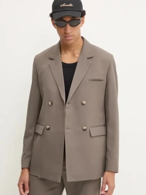 Nanushka marynarka wełniana RENAN kolor brązowy NM24PFJK00593