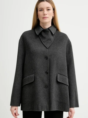 Nanushka płaszcz z dodatkiem wełny kolor szary NW25FWJK27994