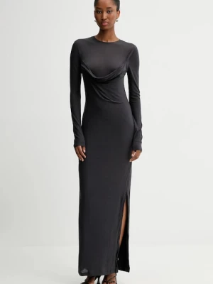 Nanushka sukienka wełniana kolor szary maxi dopasowana NW25PFDR10792