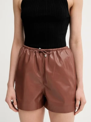 Nanushka szorty ANIELA damskie kolor brązowy gładkie high waist NW25SSST21875