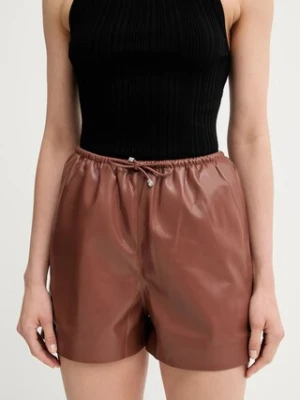 Nanushka szorty ANIELA damskie kolor brązowy gładkie high waist NW25SSST21875