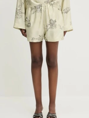 Nanushka szorty jedwabne DYLLA damskie kolor beżowy wzorzyste high waist NW25SSST31550