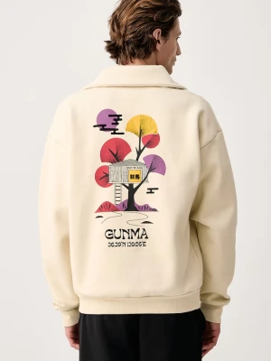 Napapijri bluza oversize męska z bawełną Tenri beżowy